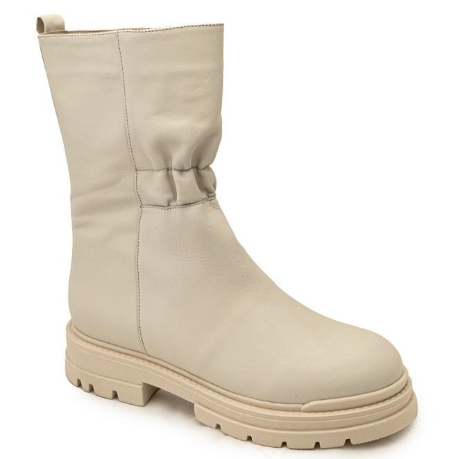 Полусапоги 109022-24-beige-3 кожа-шерсть бежевый